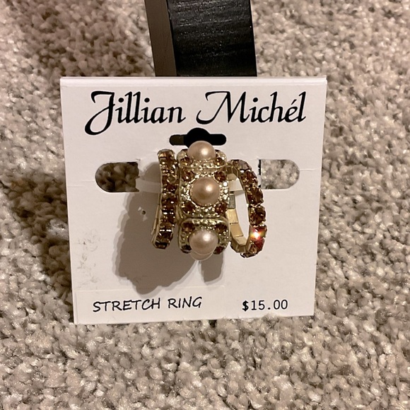 🆕 NWT 3pc Stacking Fashion Rings, stretch band fits all, pearls & gemstones - Picture 4 of 4